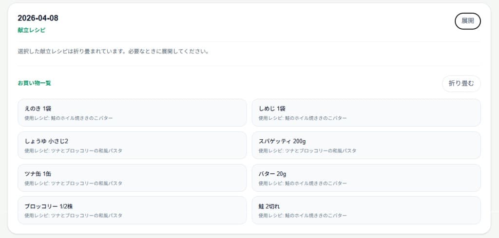 買い物一覧のイメージ